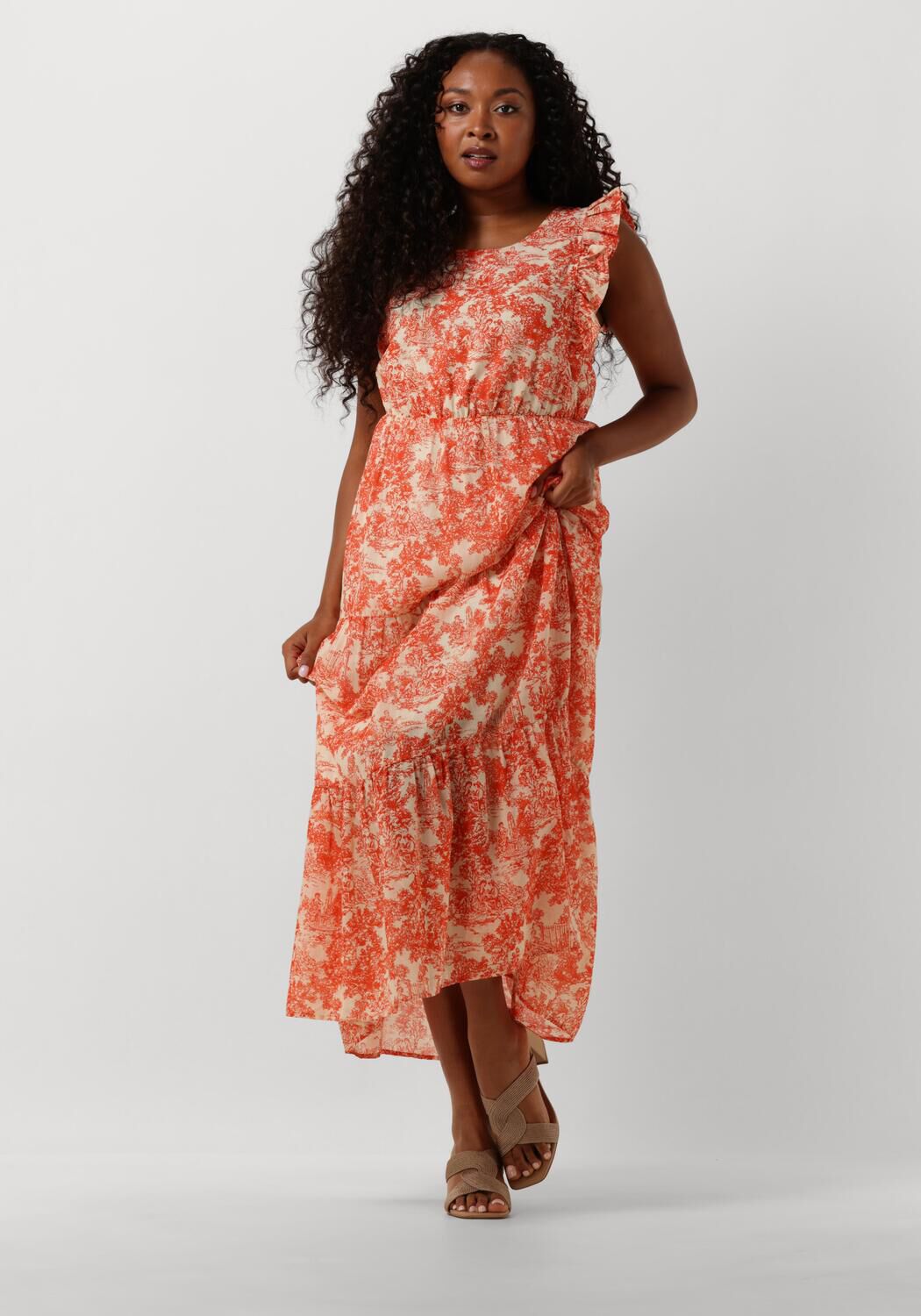 Amaya Amsterdam Stijlvolle Maxi Jurk Delia Oranje Multicolor Dames