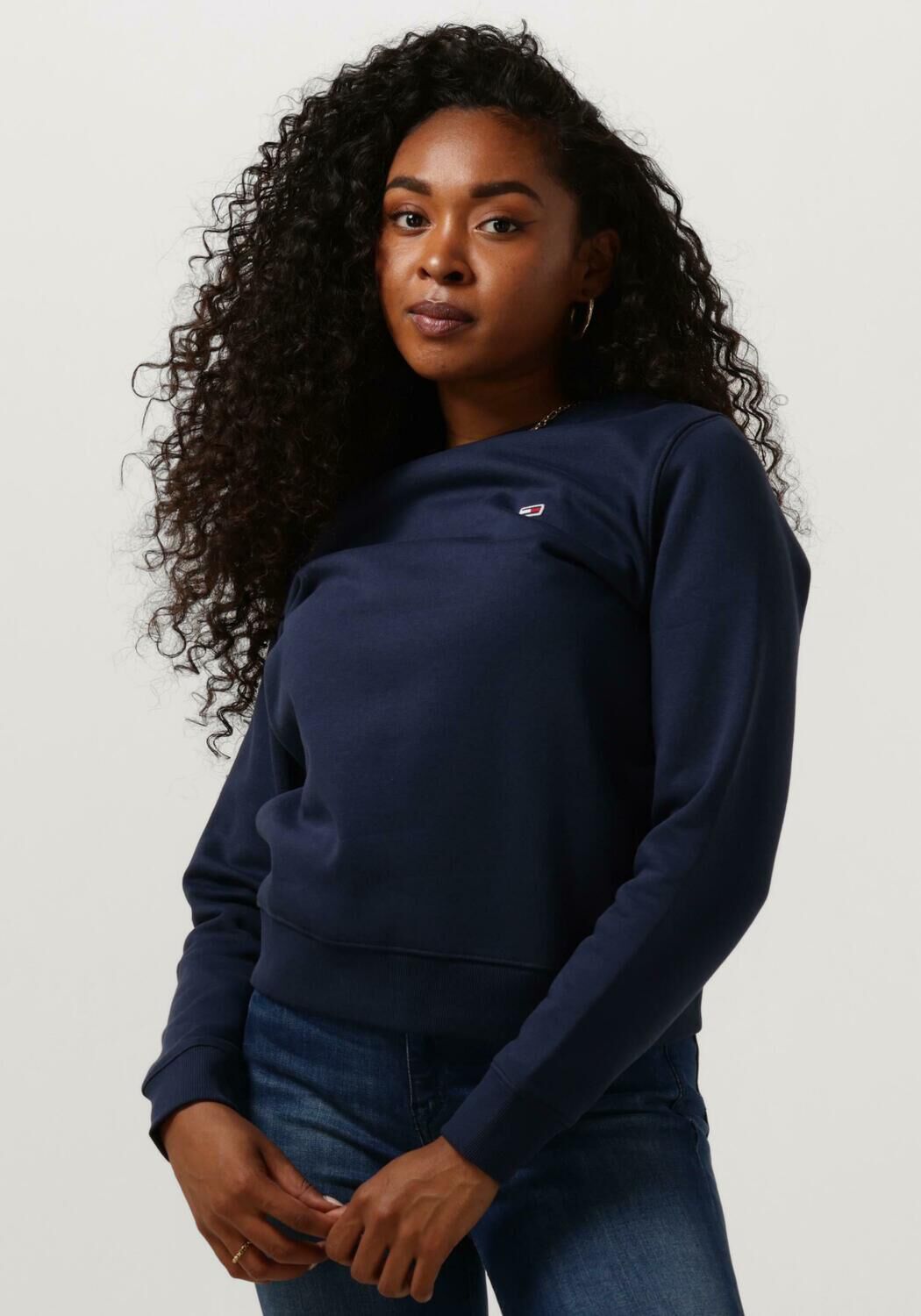 blauwe tommy jeans sweater tjw regular fleece c neck