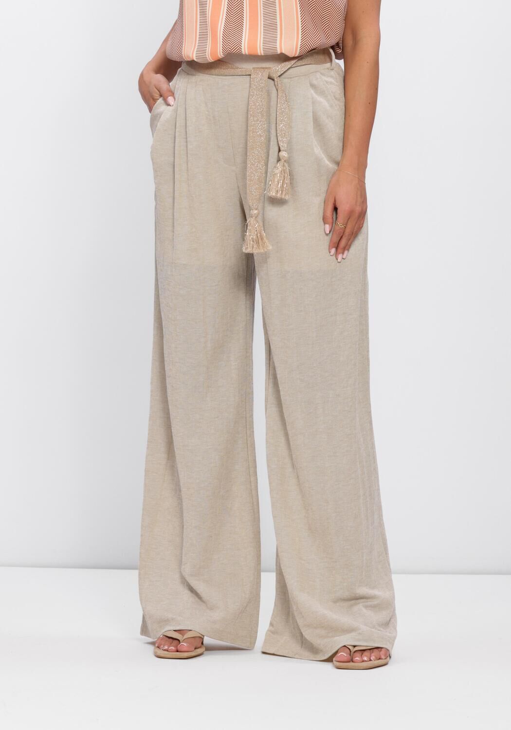 Khaki SUMMUM Broeken TROUSER LINEN LOOK - large