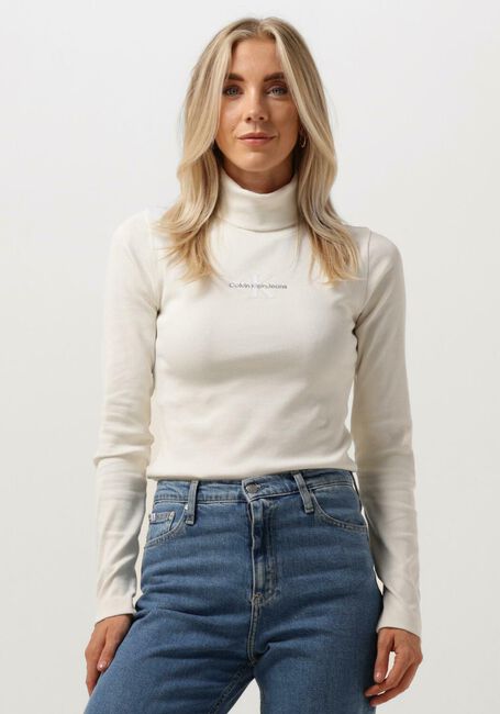 Creme CALVIN KLEIN Coltrui MONOLOGO RIB ROLL NECK - large