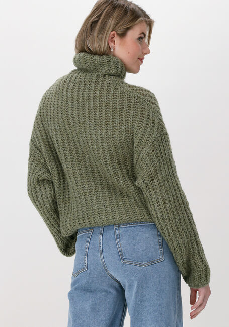 Groene NA-KD Trui CROPPED KNITTED HIGH NECK SWEATER - large