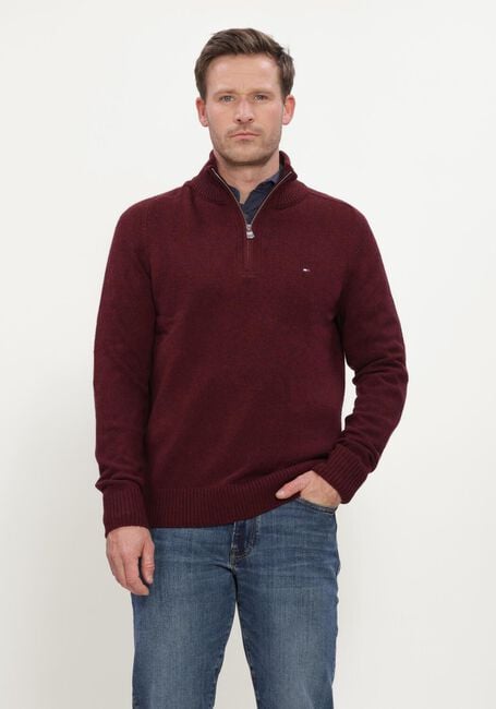Bordeaux TOMMY HILFIGER Trui LAMBSWOOL ZIP MOCK - large