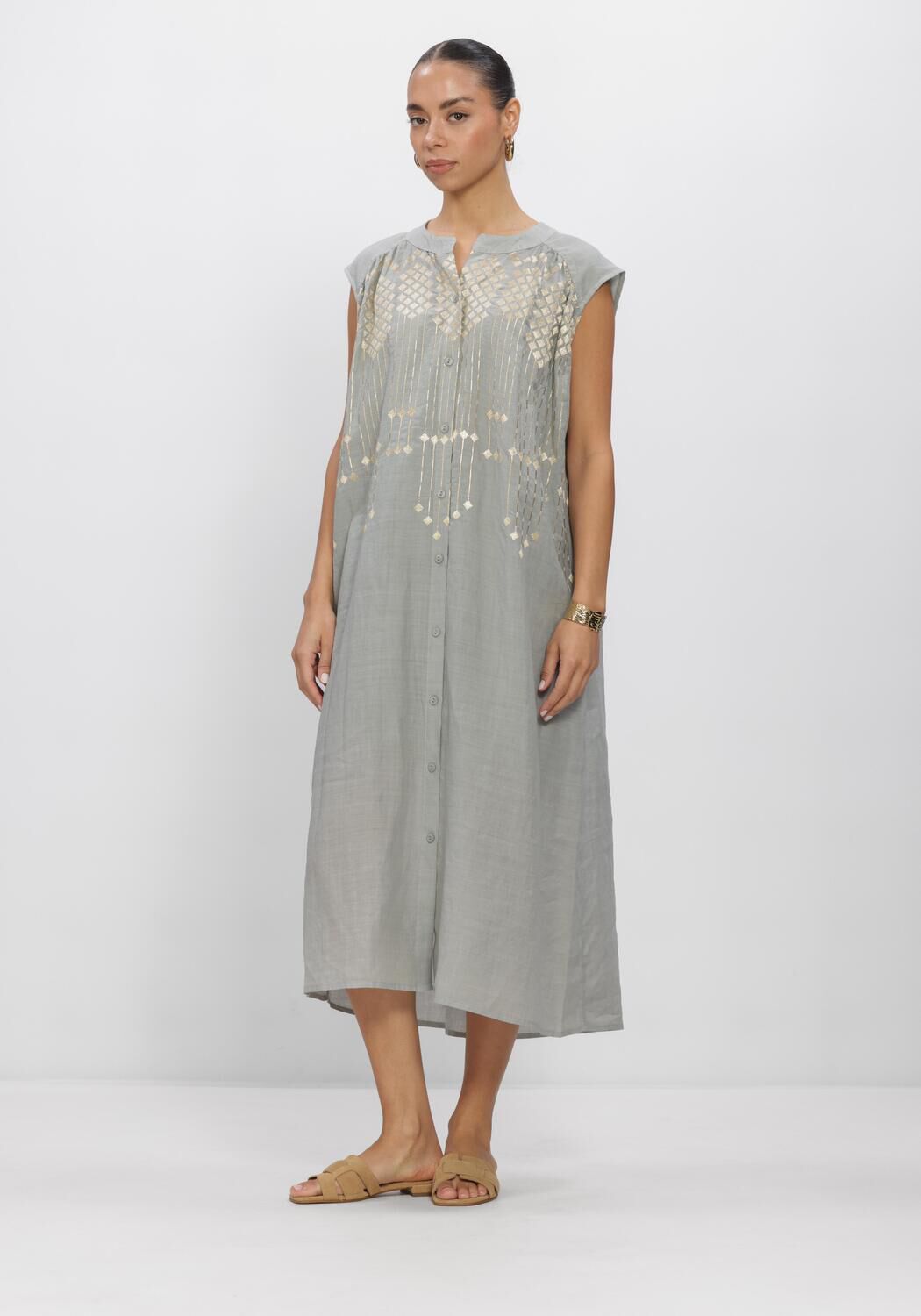 Grijze GREEK ARCHAIC KORI Midi jurk S26K-4083196 - large