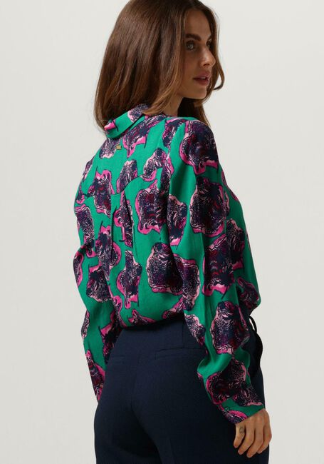 Donkergroene POM AMSTERDAM Blouses MILA FLOWER POP PINK - large
