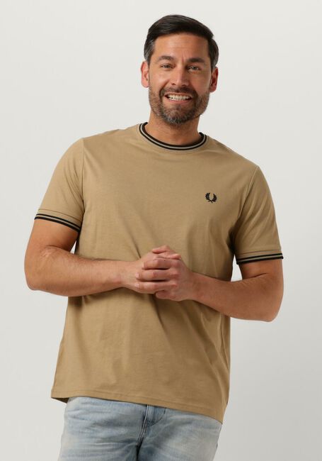 Khaki FRED PERRY T-shirt TWIN TIPPED T-SHIRT - large