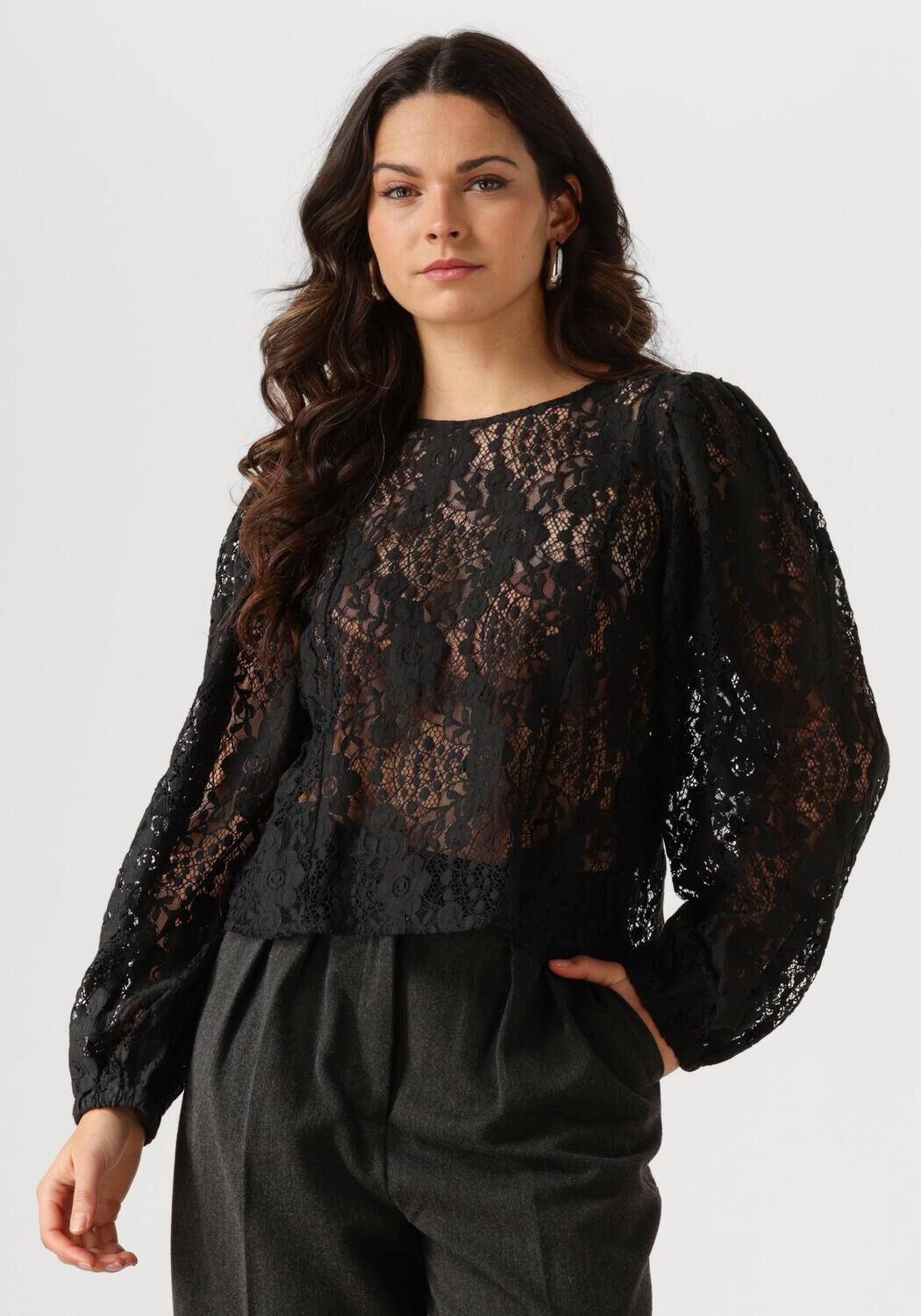 OBJECT Dames Tops & T-shirts Objbeverly L s Lo Top Zwart