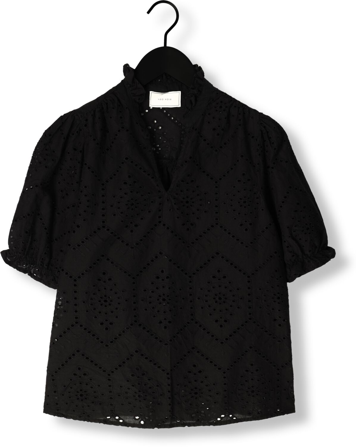 NEO NOIR Dames Blouses Odesa Embroidery Blouse Zwart
