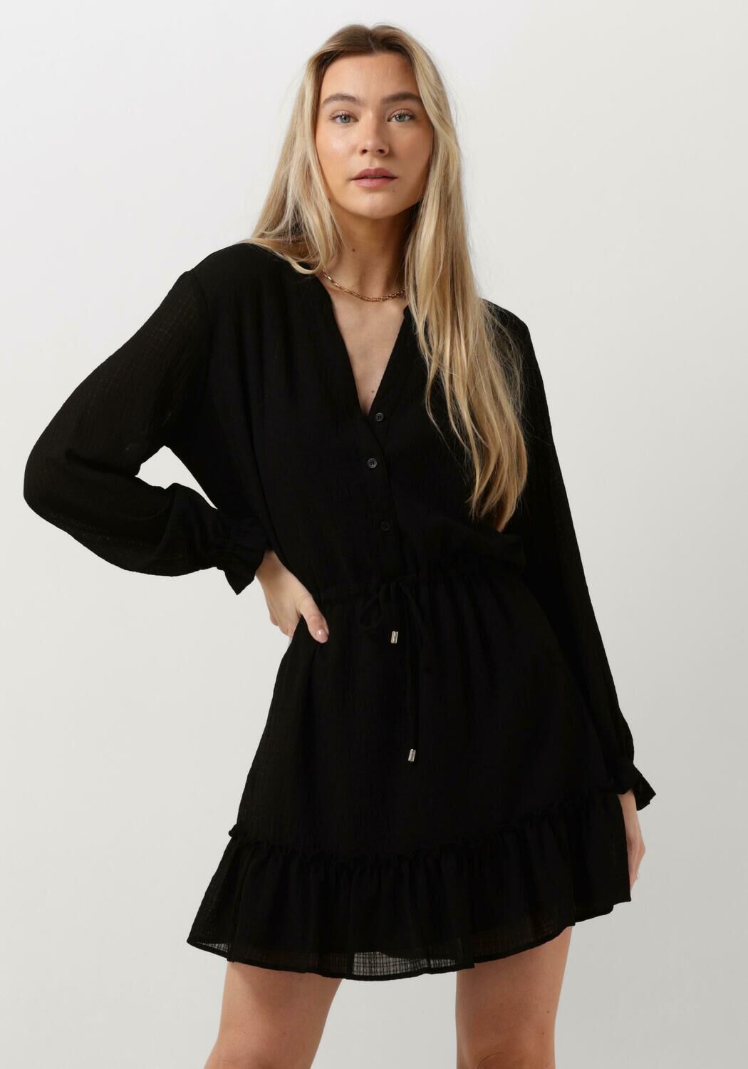 zwarte alix the label mini jurk ladies woven structured chiffon dress