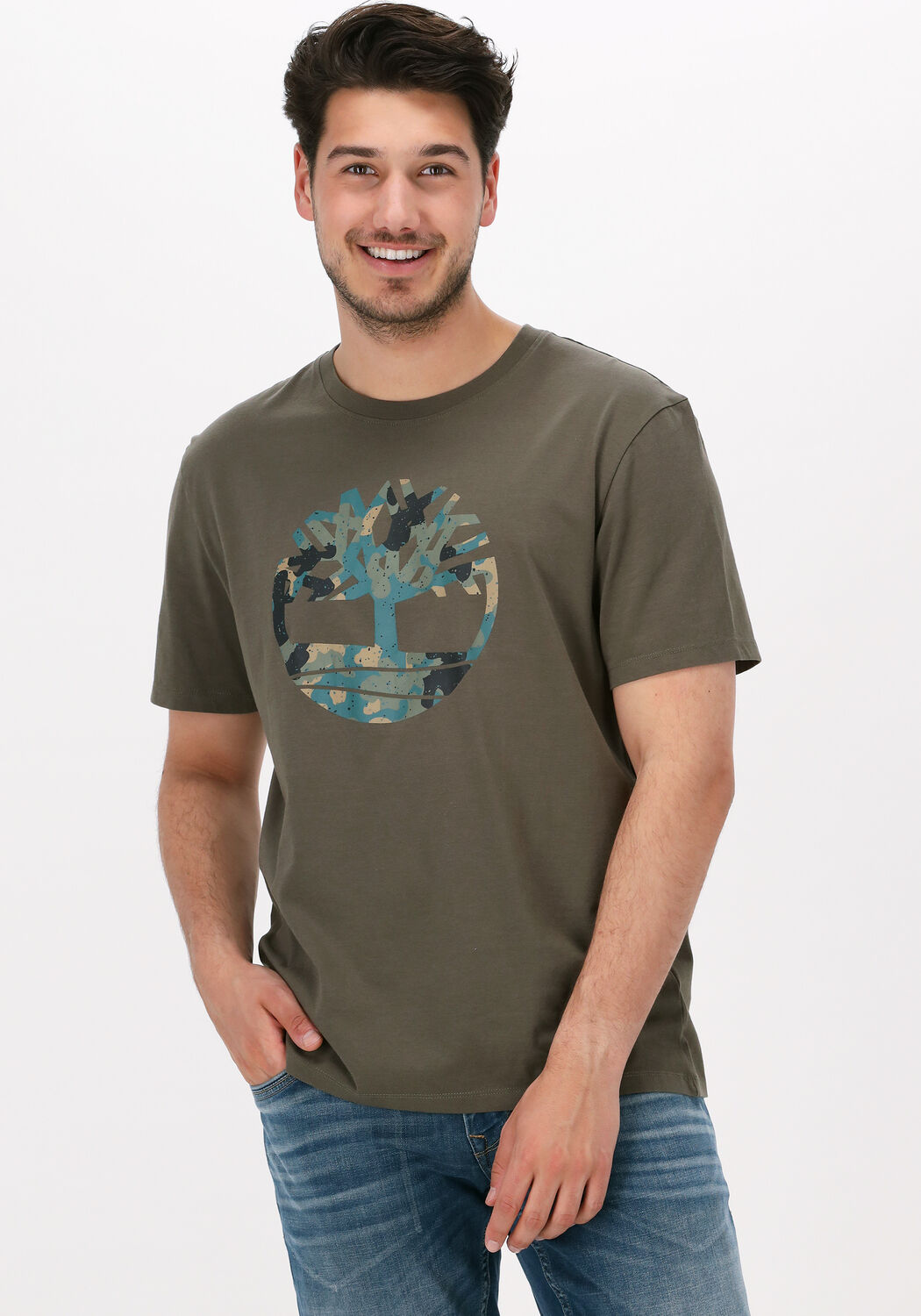 Groene TIMBERLAND T-shirt SS TREE LOGO 