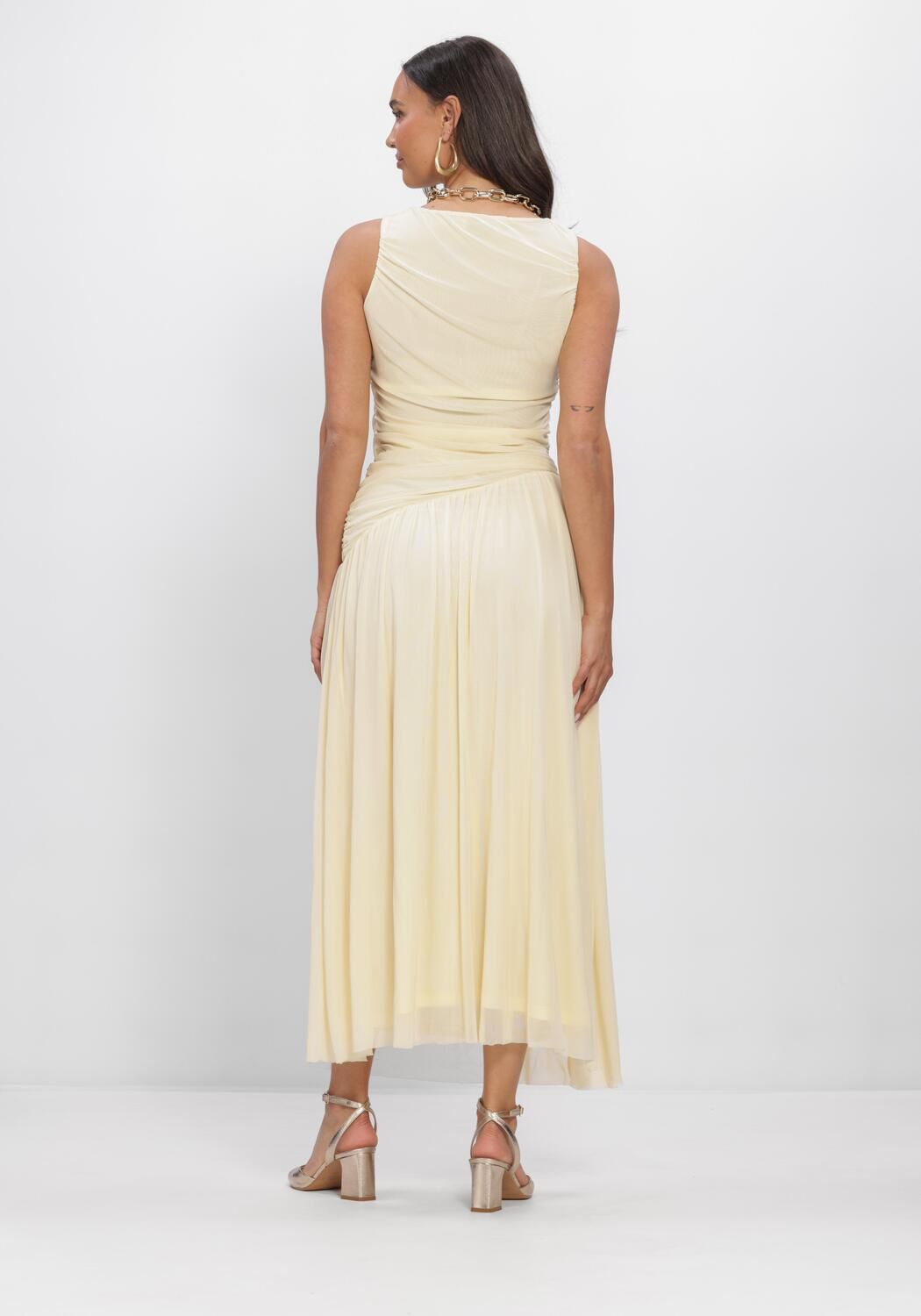 Gele NEO NOIR Maxi jurk CLUDINE MESH DRESS - large