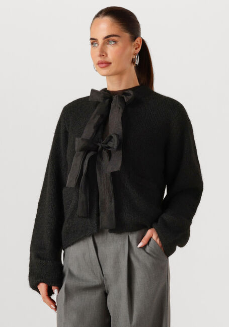 Zwarte OBJECT Trui OBJSAGGIA L/S LO KNIT BOW CARDIGAN DIV - large