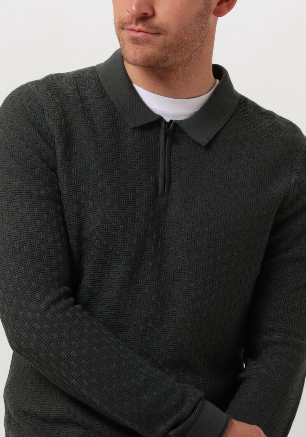 CAST IRON Heren Polo's & T-shirts Long Sleeve Polo Cotton Modal Groen