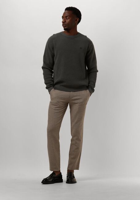 Groene FRED PERRY Trui WAFFLE STITCH CREW NECK JUMPER - large
