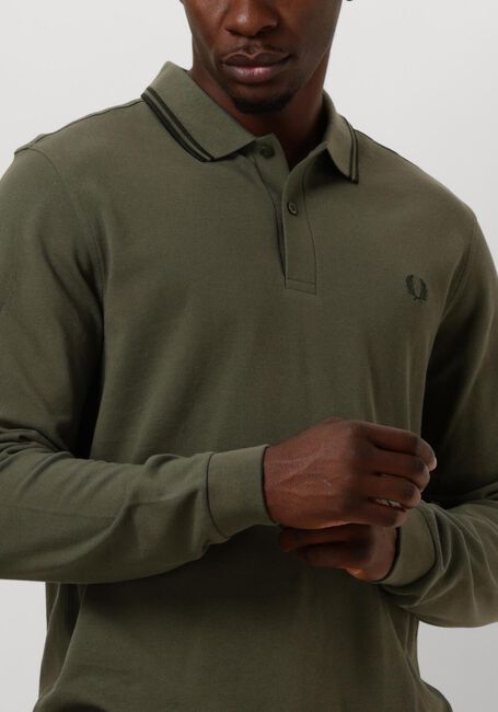 Donkergroene FRED PERRY Polo TWIN TIPPED FRED PERRY SHIRT LONG SLEEVE - large
