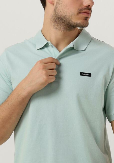 Lichtblauwe CALVIN KLEIN Polo STRETCH PIQUE SLIM BUTTON POLO - large