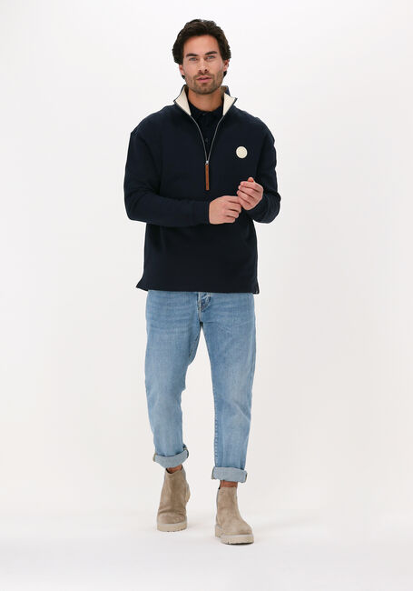 Donkerblauwe SCOTCH & SODA Sweater HALF-ZIP TRACK TOP WITH FAUX L - large