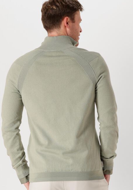 Groene CAST IRON Trui HALF ZIP COLLAR COTTON STRETCH - large