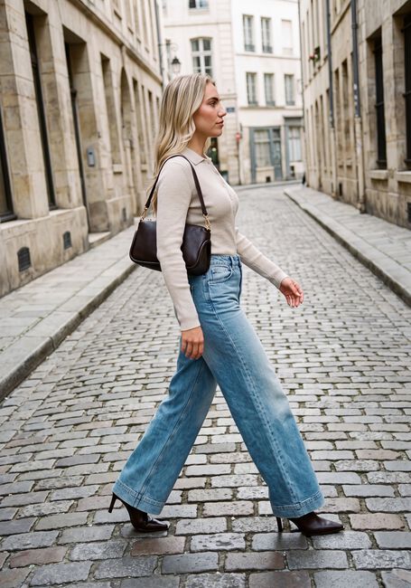 Blauwe JANICE Wide jeans JEANS DAMES WIDE LEG HIGH RISE STRETCH MASON - large