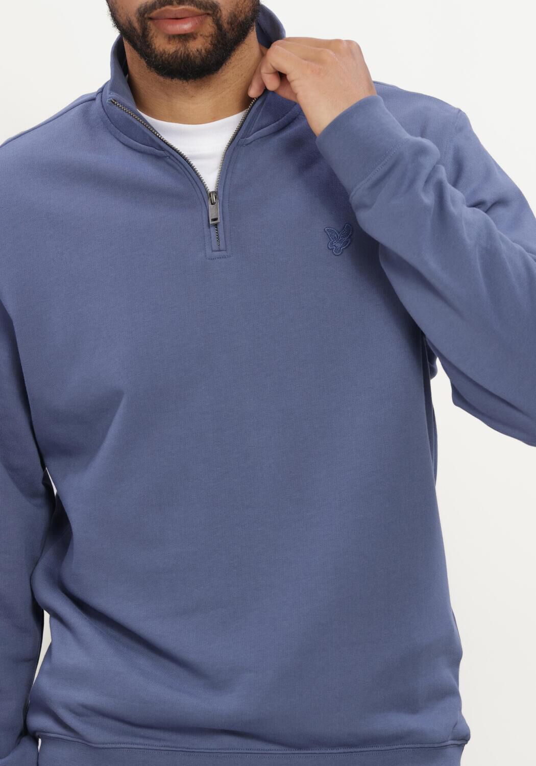 Blauwe LYLE & SCOTT Trui SUPERFINE QUARTER ZIP SWEATSHIRT - large