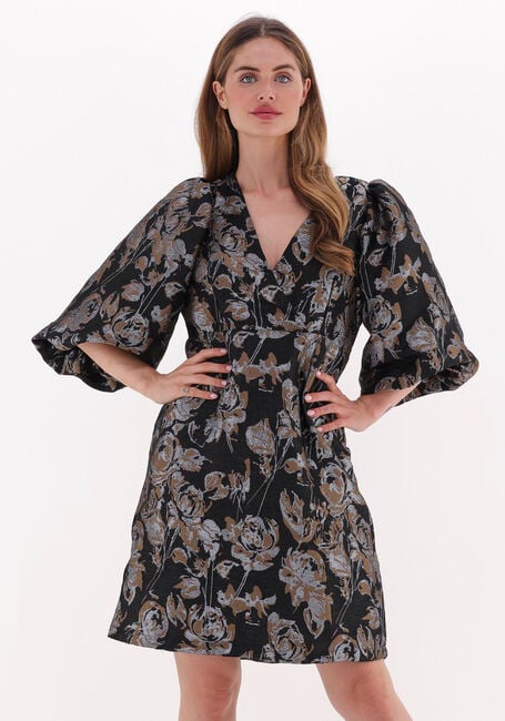 Zwarte CO'COUTURE Mini jurk STELLA JACQUARD V-DRESS - large