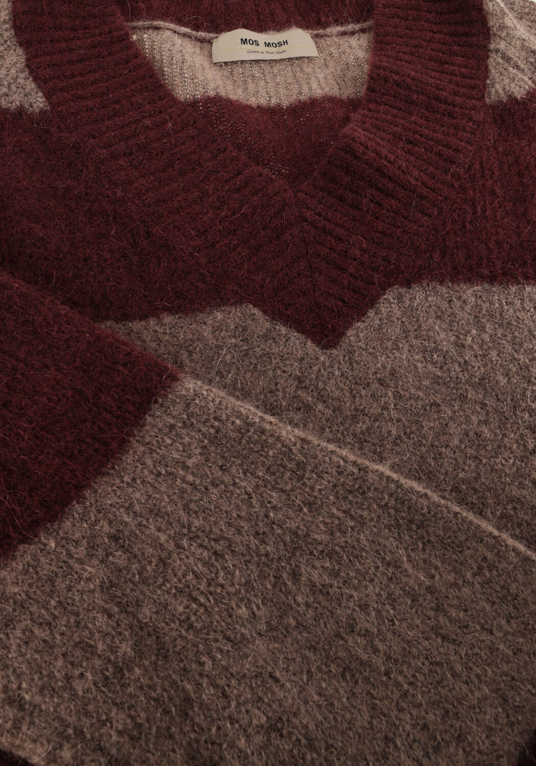 Bruine MOS MOSH Trui MMTACI STRIPE LS V-NECK KNIT - large