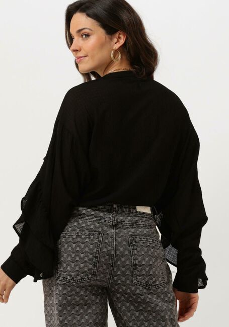 Zwarte ALIX THE LABEL Blouses LADIES WOVEN STRUCTURED CHIFFON RUFFLE BLOUSE - large