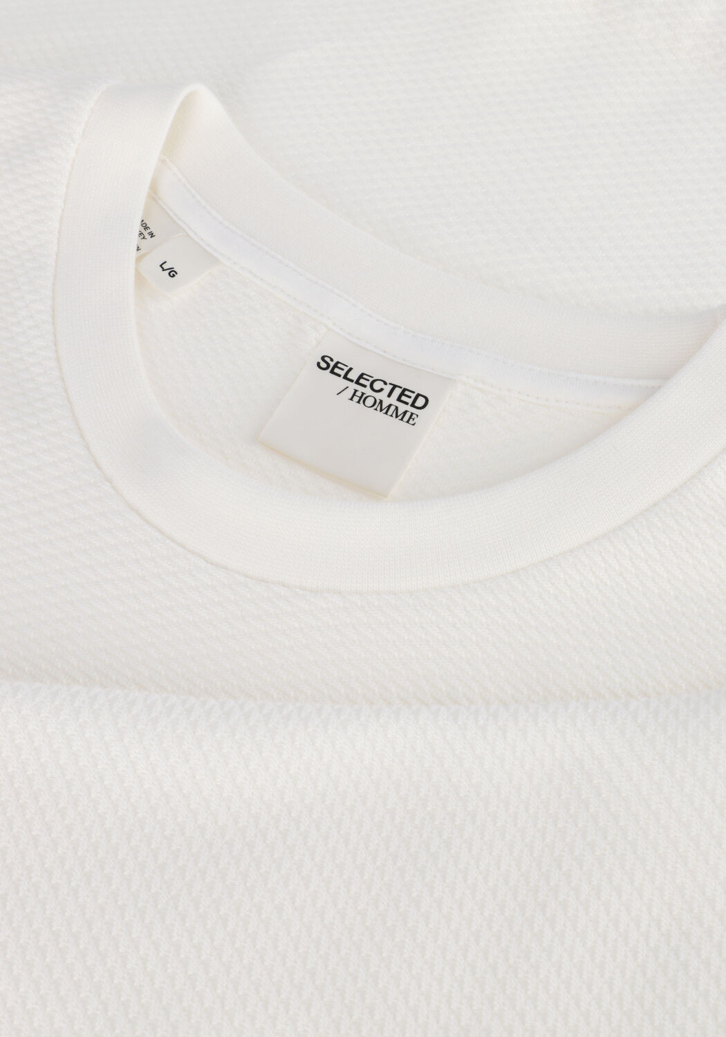 Gebroken wit SELECTED MEN T-shirt SLHMAURICE STRUCTURE SS O-NECK - large