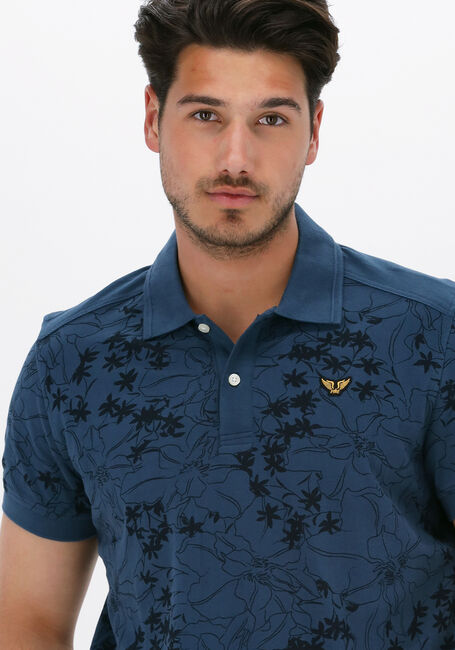 Donkerblauwe PME LEGEND Polo SHORT SLEEVE POLO LIGHT PIQUE SUSTAINABLE AOP - large