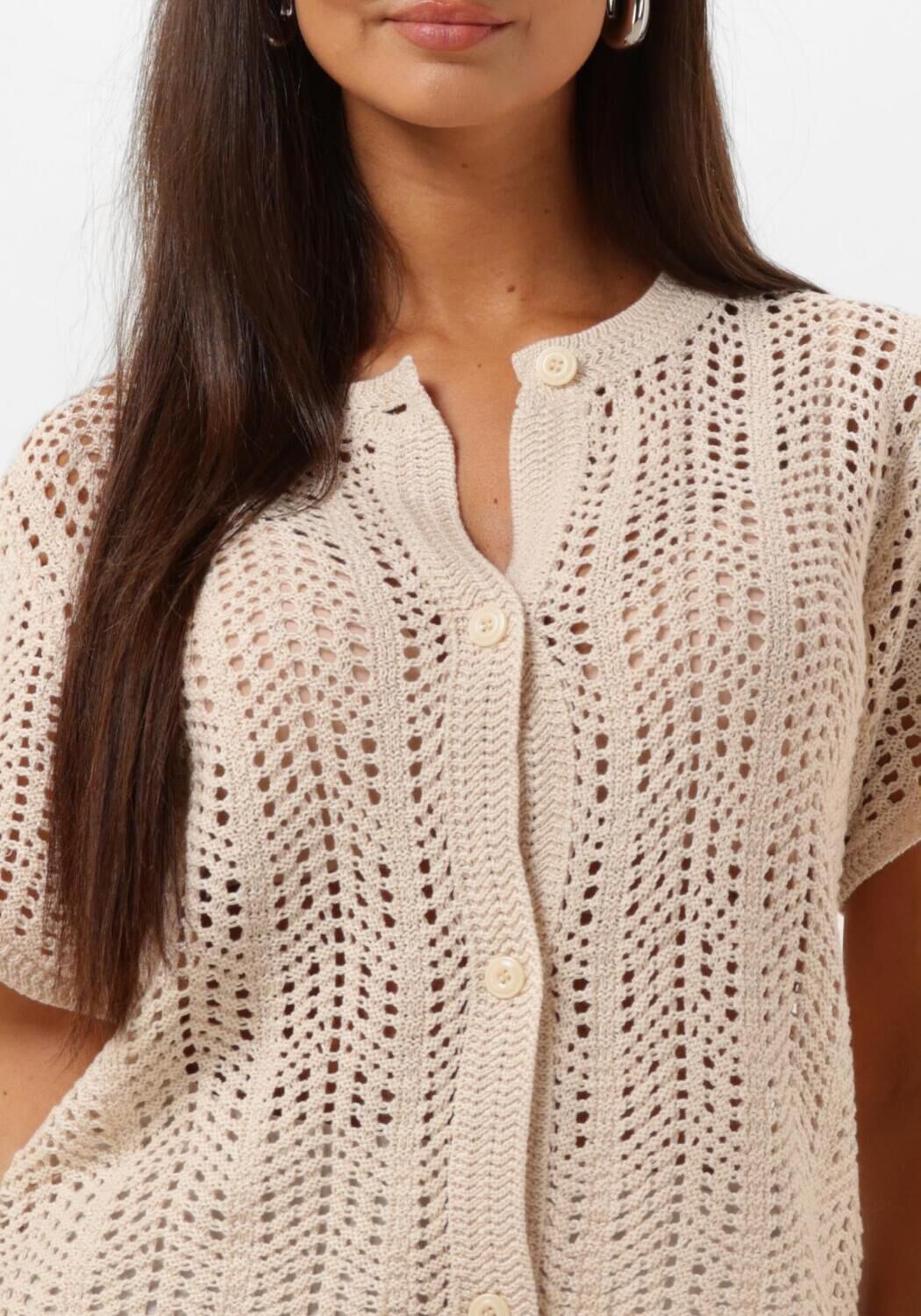 NEO NOIR Dames Tops & T-shirts Ellen Crochet Knit Cardigan Zand
