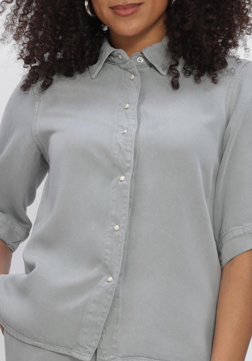 Blauwe OBJECT Blouses OBJFRAME 2/4 RE DENIM TOP NOOS - large