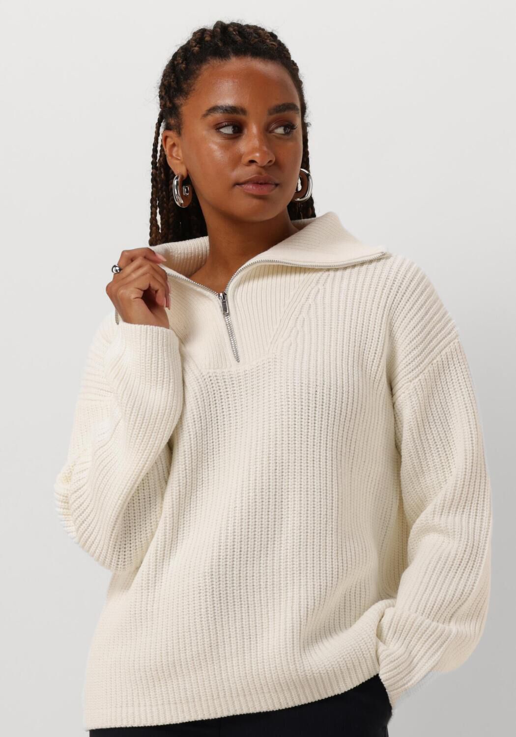 SELECTED FEMME Dames Truien & Vesten Slfbloomie Ls Knit Half Zip Wit
