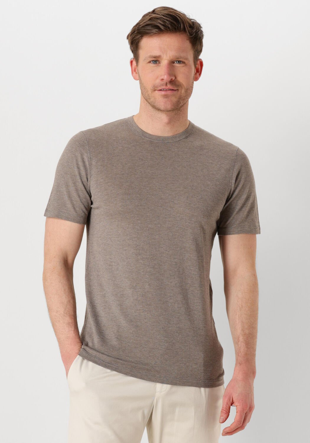 PROFUOMO Heren Polo's & T-shirts T-shirt Crew Neck Ss Taupe