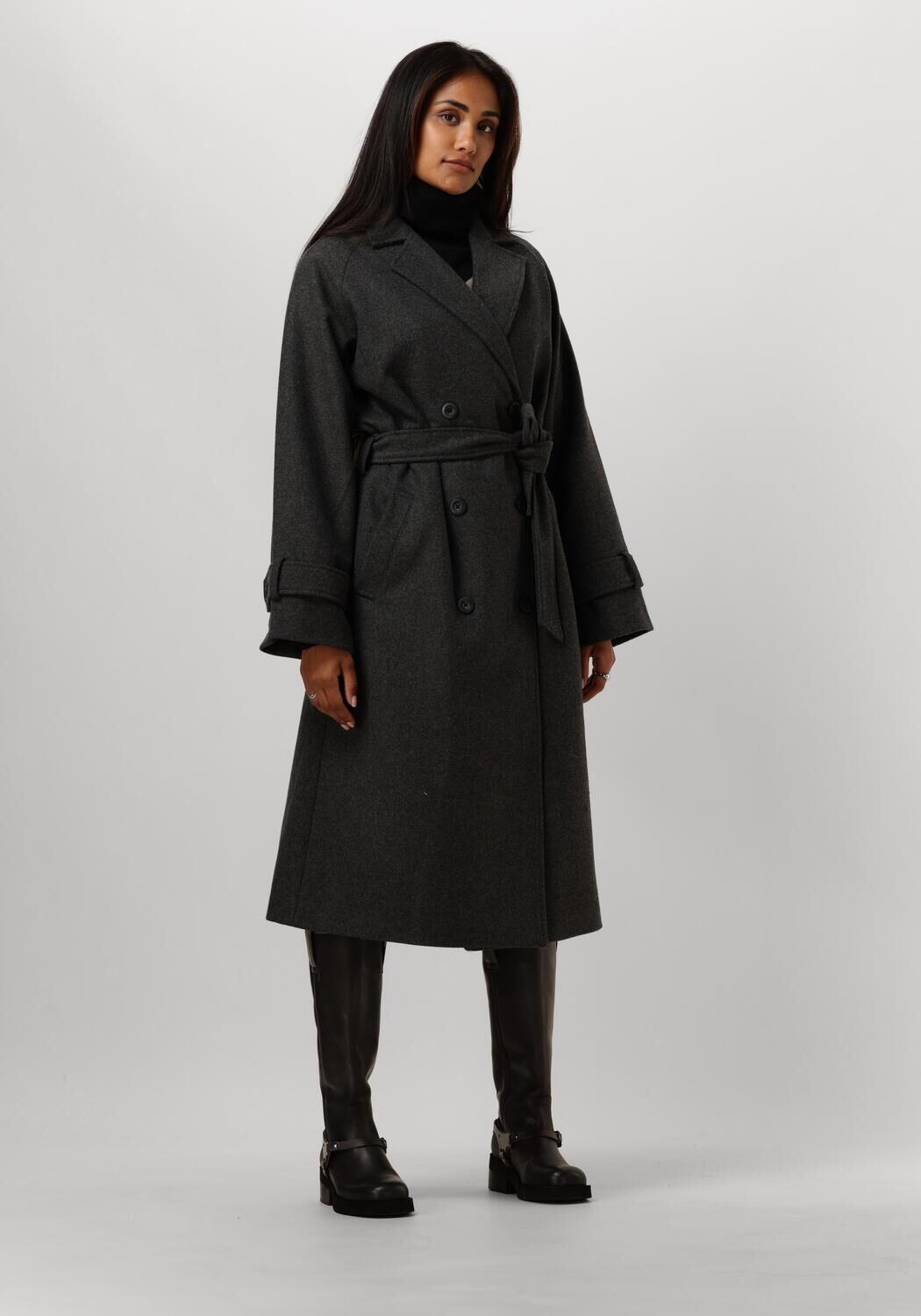 Object Grijze Mantel met Lange Mouwen voor Vrouwen Gray Dames