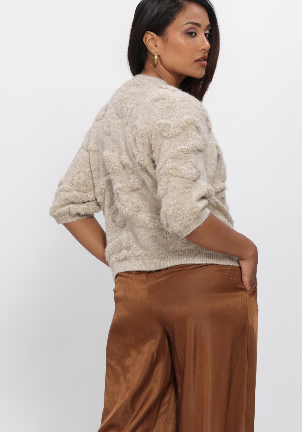 Beige NUKUS Vest MAGGY CARDIGAN SS - large