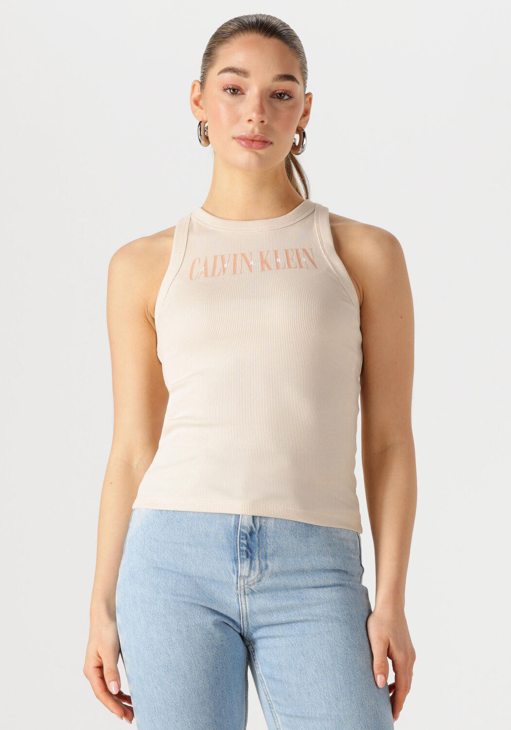 CALVIN KLEIN Dames Tops & T-shirts Varsity Rib Tank Beige