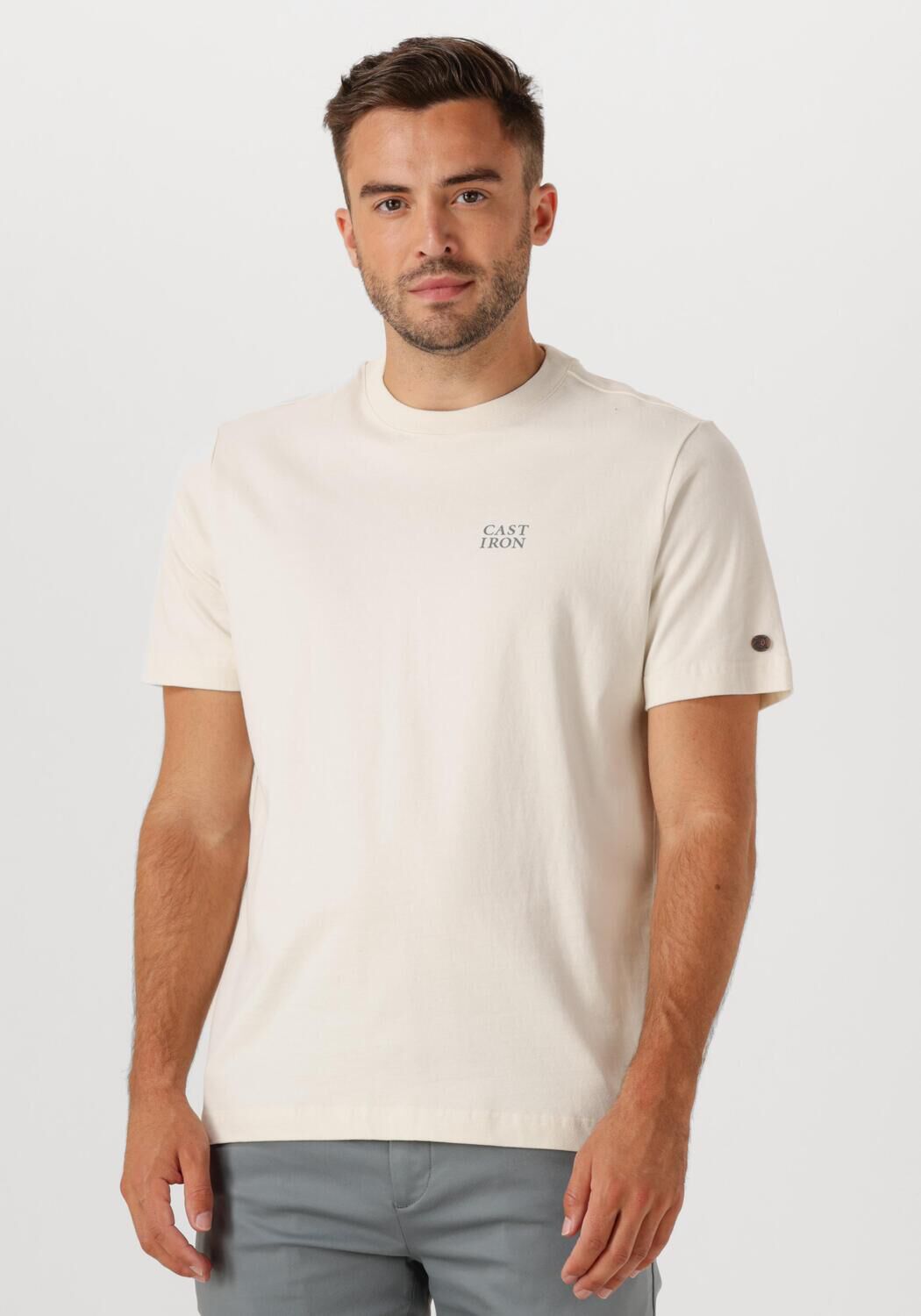 CAST IRON Heren Polo's & T-shirts Regular Fit Peached Jersey Gebroken Wit