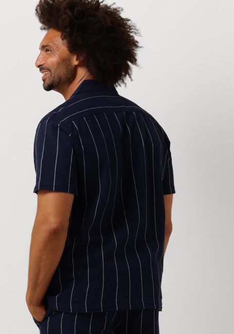 Donkerblauwe SELECTED HOMME Casual overhemd SLHREG-WEST SHIRT SS RESORT CAMP - large