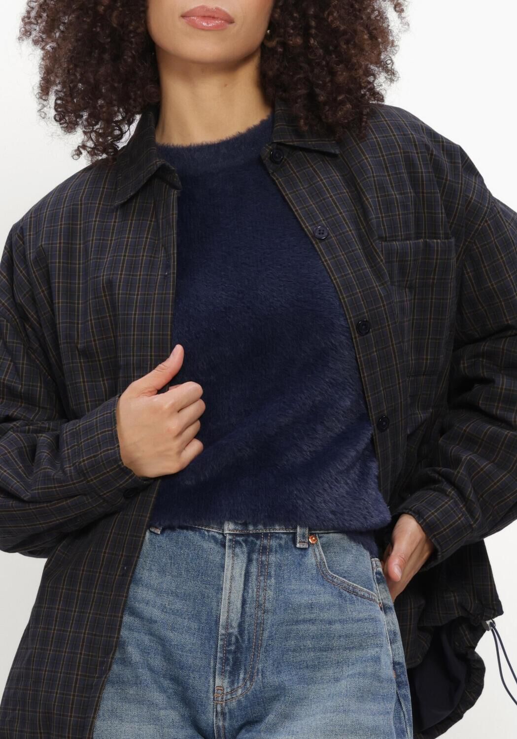 Donkerblauwe CATWALK JUNKIE Blazer LIGHT PADDED CHECK JACKET - large
