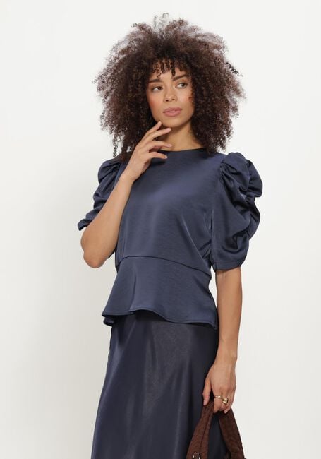 Donkerblauwe NEO NOIR Blouses BENUA HEAVY SATEEN BLOUSE - large