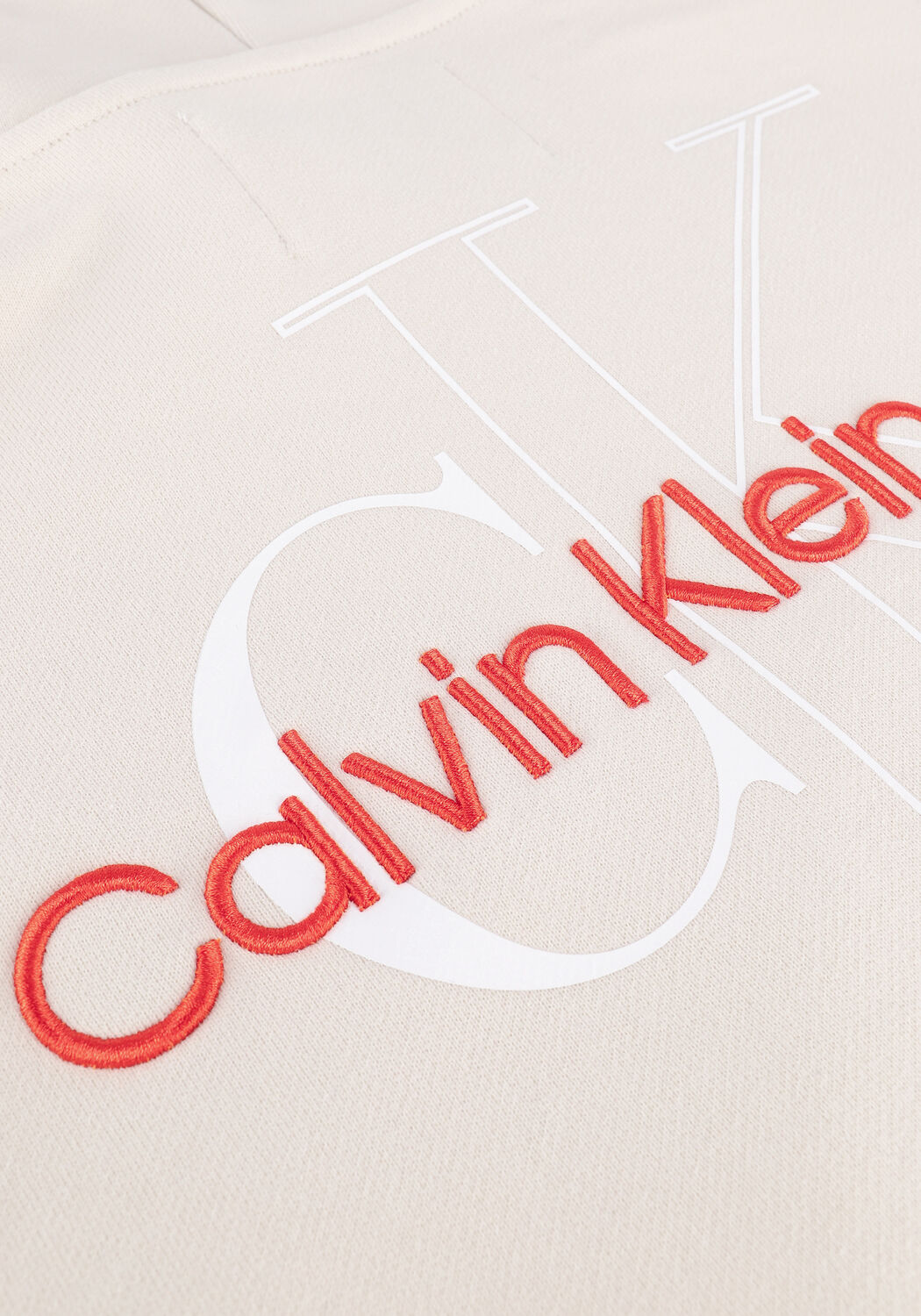 Gebroken wit CALVIN KLEIN Trui TWO TONE MONOGRAM HOODIE - large