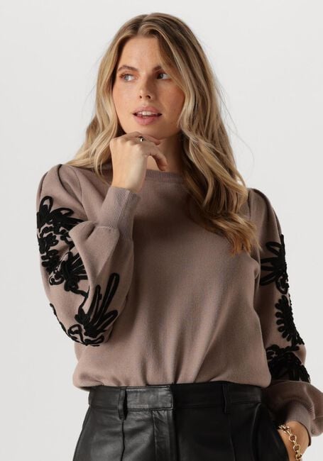 Beige OBJECT Trui OBJJOANA L/S KNIT PULLOVER - large