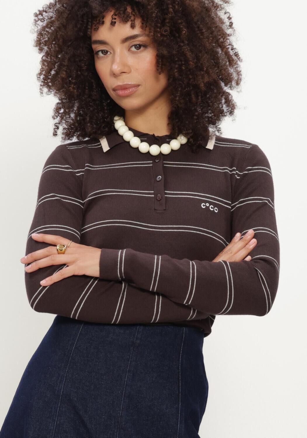 Bruine CO'COUTURE Polo LUECC STRIPE POLO KNIT - large