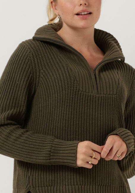 Groene CC HEART Trui AVERY ZIP KNIT SWEATER - large