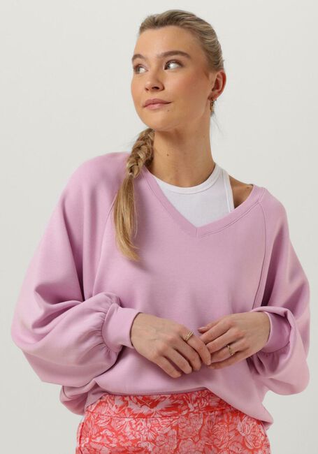 Lichtroze MSCH COPENHAGEN Trui NELINA IMA Q RAGLAN V NECK SWEATSHIRT - large