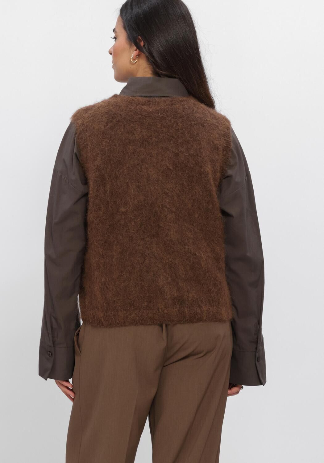 Bruine SECOND FEMALE Truien/vesten BROOK KNIT BUTTON VEST - large