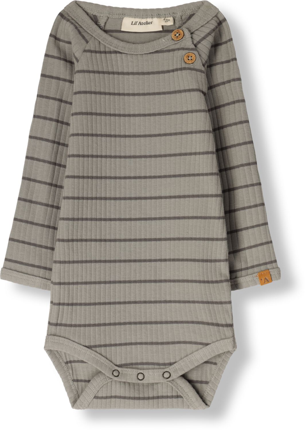 LIL' ATELIER BABY gestreepte romper NBMKAIL grijs donkergrijs Ecru Jongens Katoen Ronde hals 68