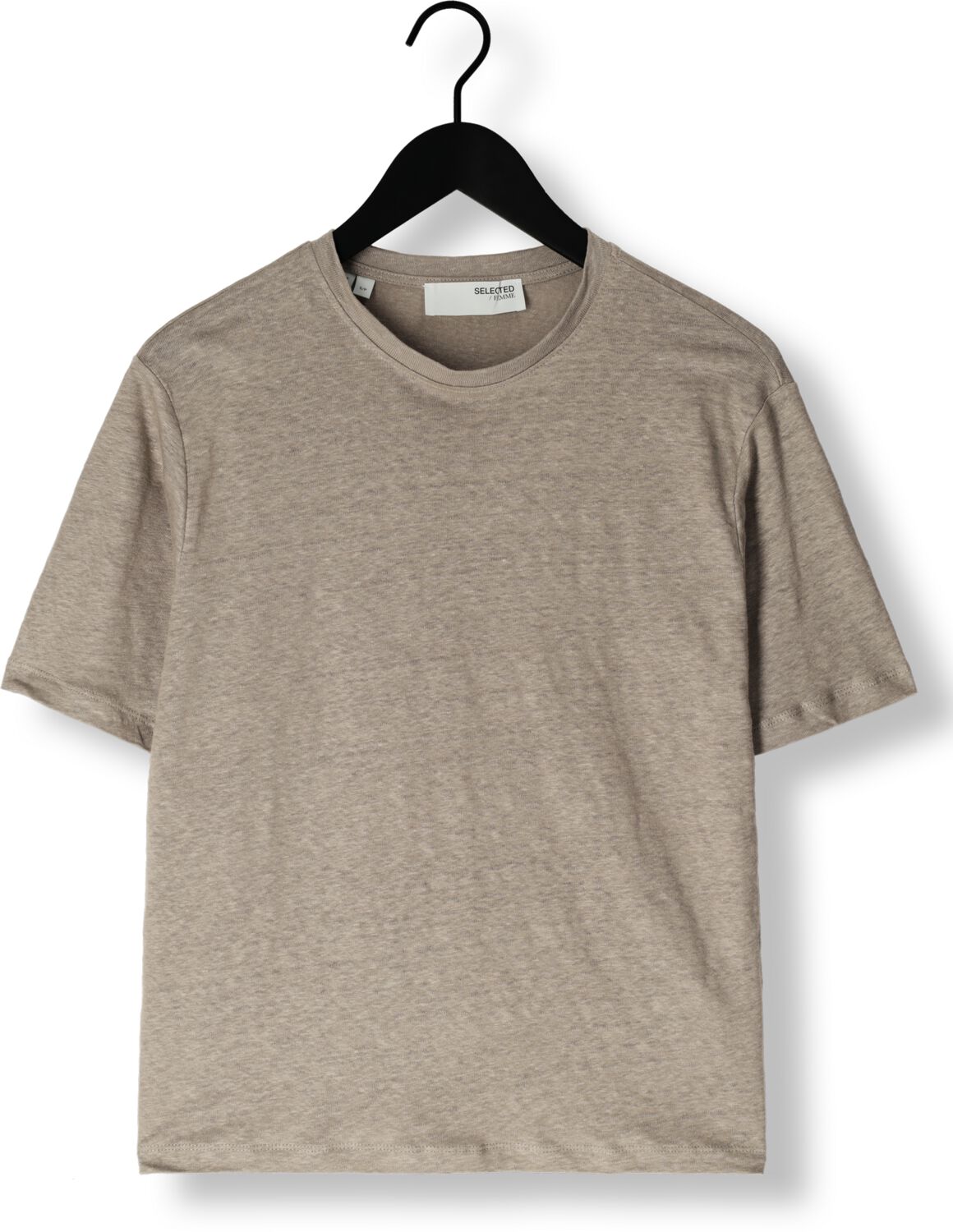 SELECTED FEMME Dames Tops & T-shirts Slfvilja Linen Ss Tee Lichtgrijs
