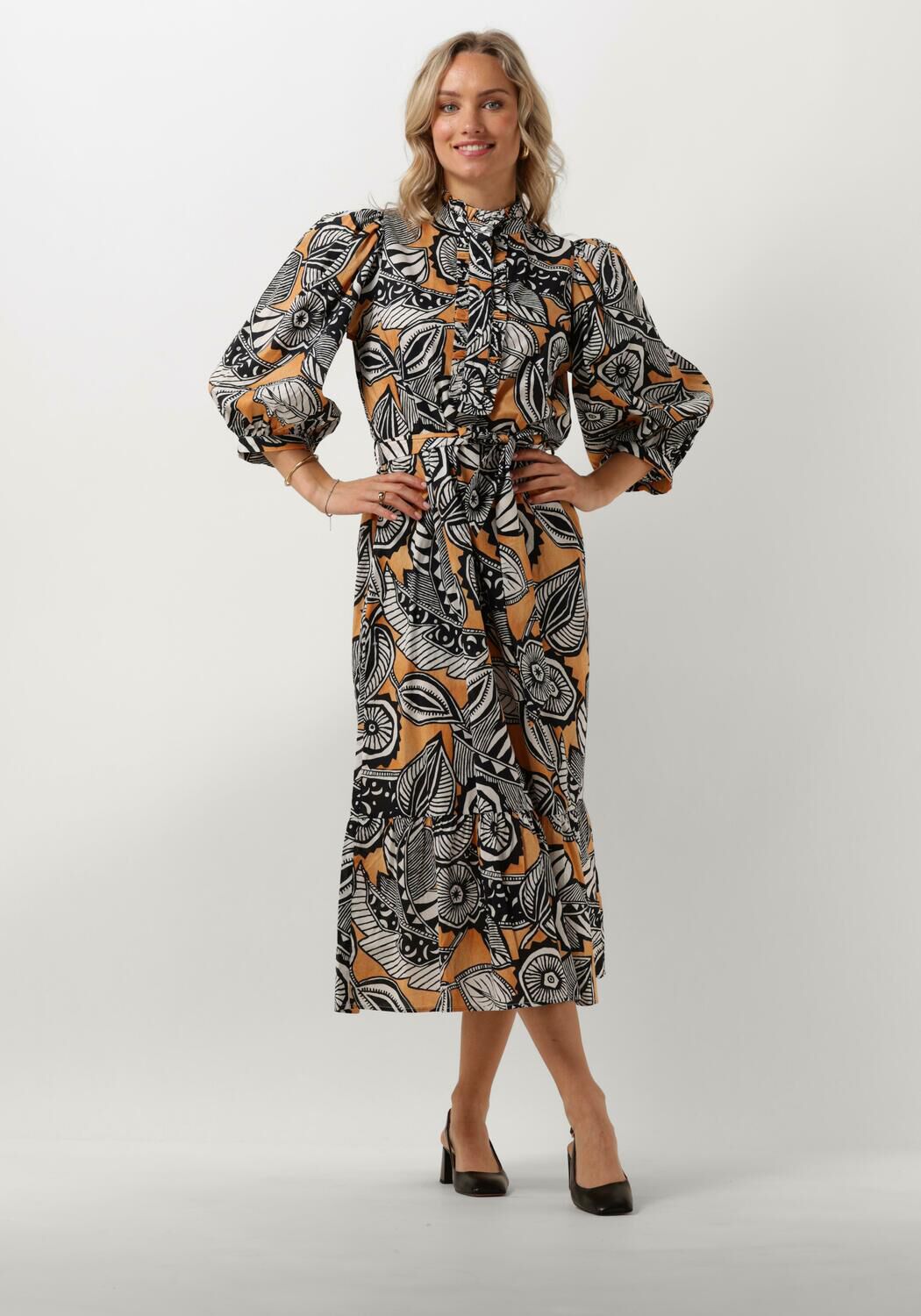 Dea Kudibal Elegante Bruine Midi Jurk Multicolor Dames