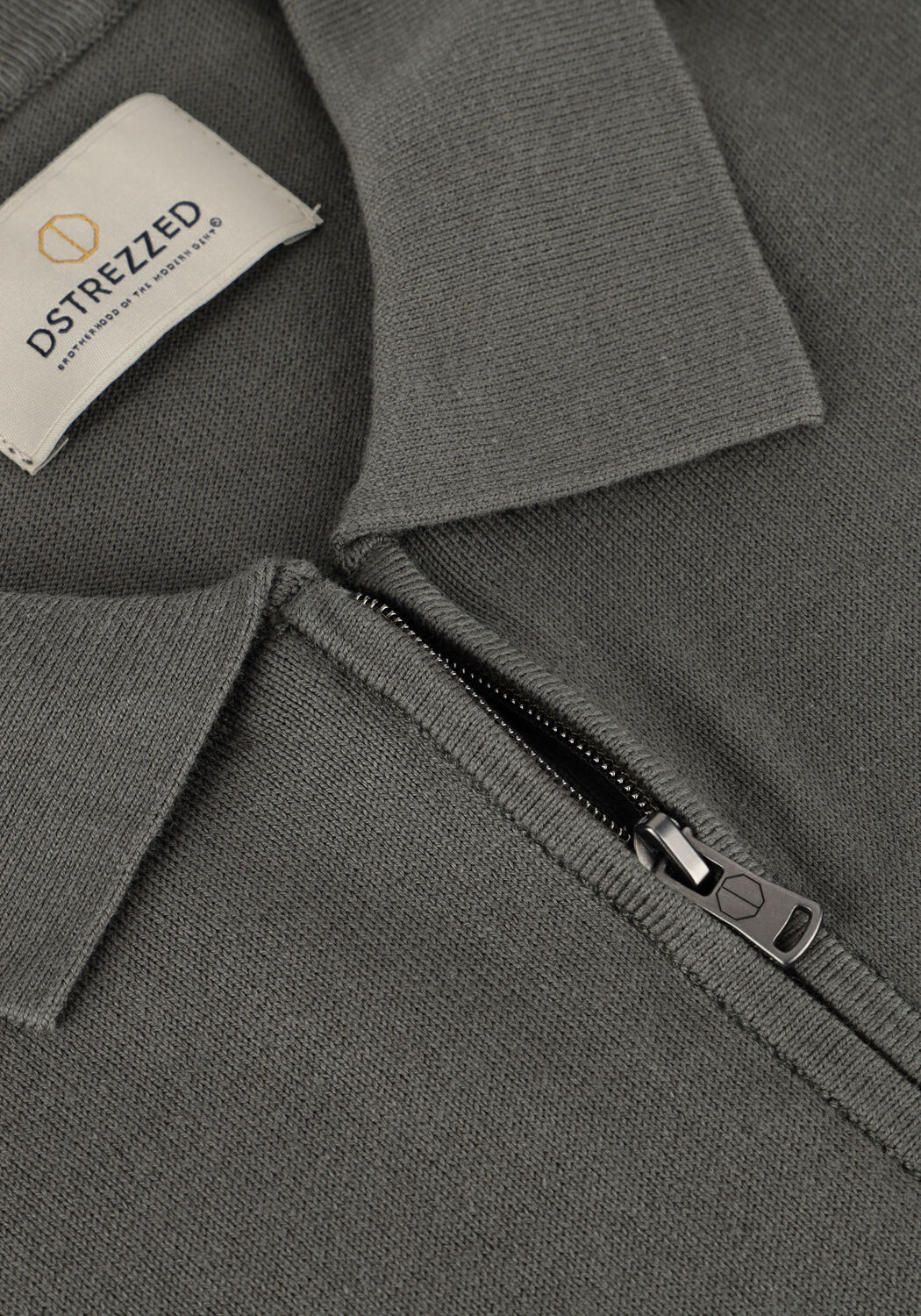 Donkergroene DSTREZZED Polo DORIAN ZIP POLO - large