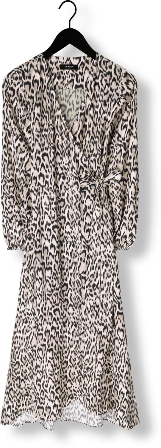 JANSEN AMSTERDAM Dames Jurken Rebecca Jurk Wa 564 Wrap Long Sleeve Bruin